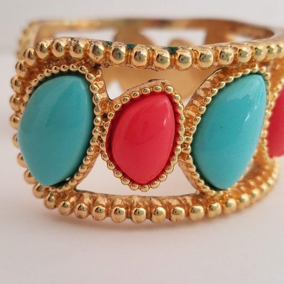 Lilly Pulitzer Turquoise Coral Cuff Bracelet - Picture 4 of 8